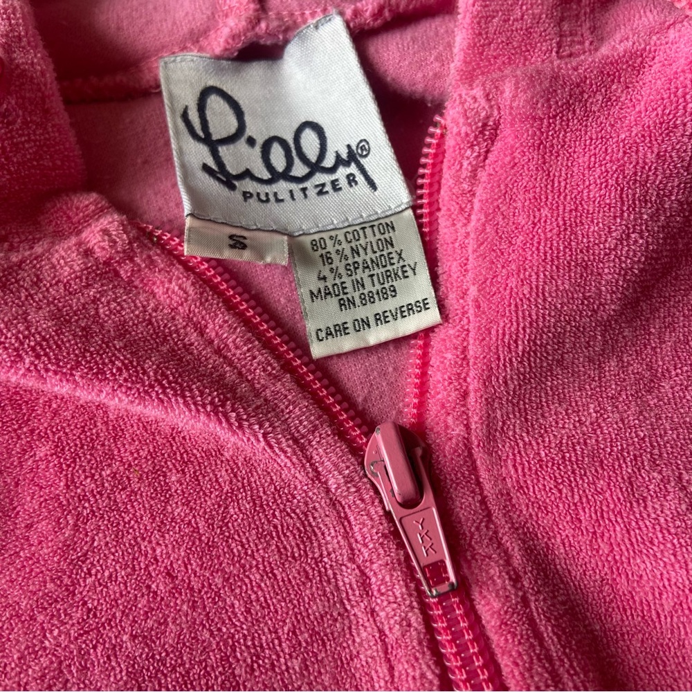 Vintage 90’s Lilly Pulitzer Terry Cloth Hooded Jacket - Picture 2 of 6